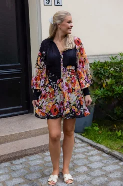 Georgette Rouching Dress Dark Bloom