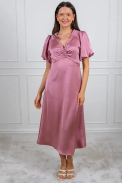 Illana Heavy Sateen Dress Evening Rose