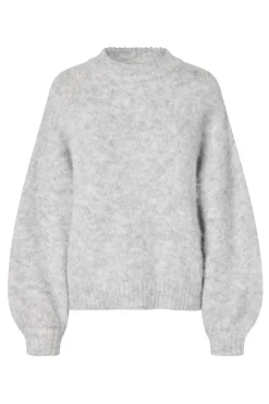 Patrisia Solid Knit Pullover Light Grey Melange