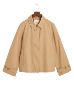 Short Cotton Car Coat Oak Beige
