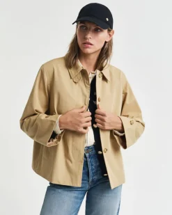 Short Cotton Car Coat Oak Beige